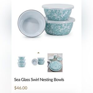 Sea Glass Swirl Nesting Bowls with Lids - Aqua Set